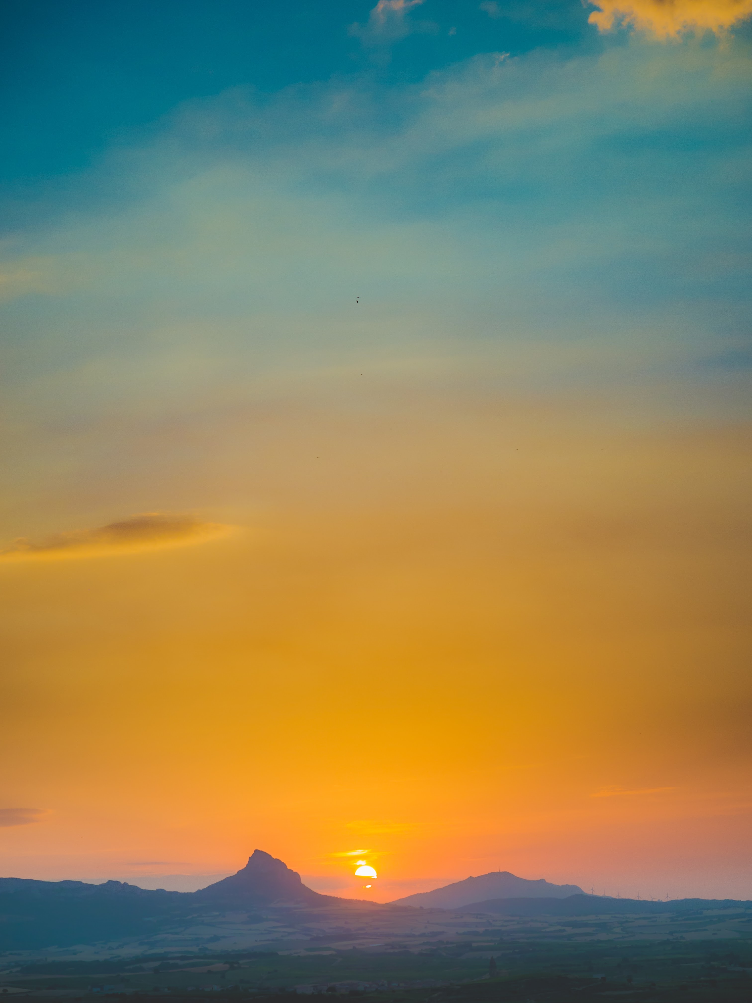 Sunrise between the peaks. LaGuardia, Spain, 2015